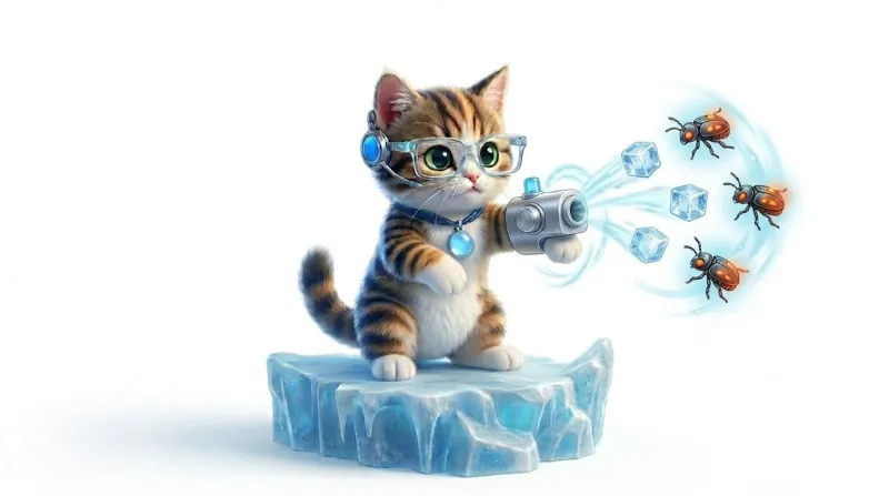 Pawer freezing fire bugs with an ice ray